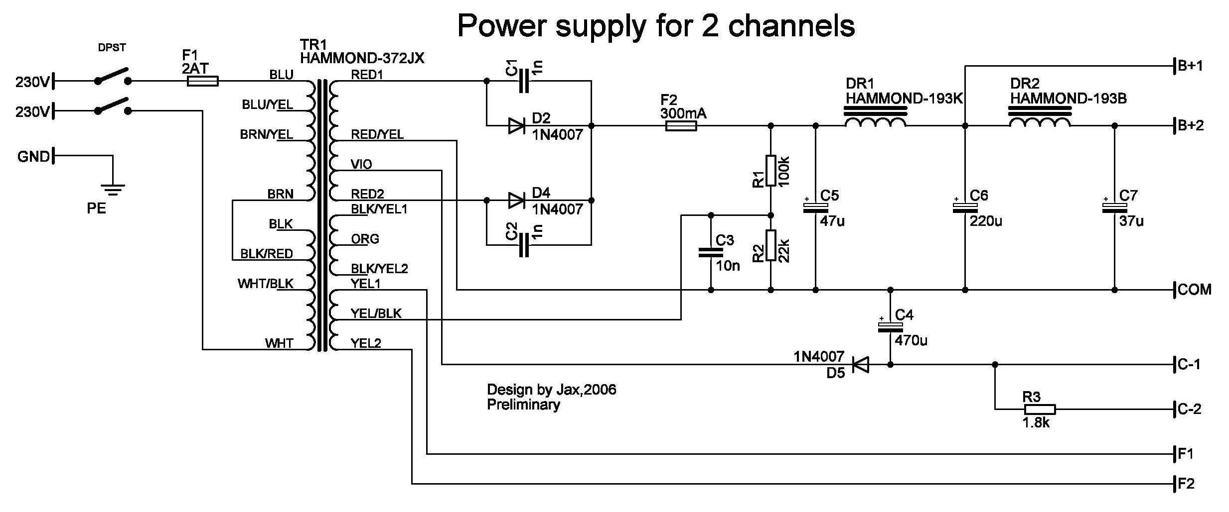 picture of a power supply for EL34 PP amp