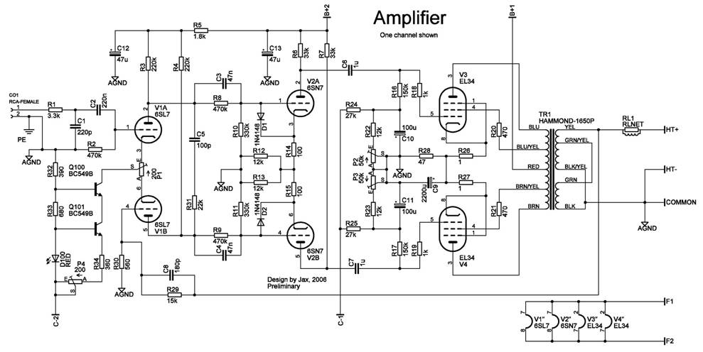 picture of a balanced EL34 PP amp v2